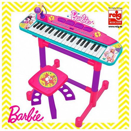 Keyboard cu microfon si scaunel Barbie