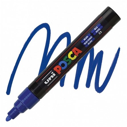 Marker cu vopsea Posca UNI PC-5M, 1.8 - 2.5 mm, albastru