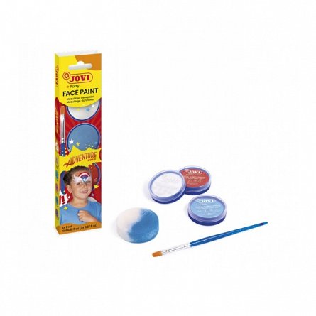 Set vopsea de pictat pe fata Adventure, 3 culori x 8 ml cu accesorii