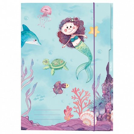 Mapa din carton Herlitz, A3, inchidere cu elastic, Mermaid