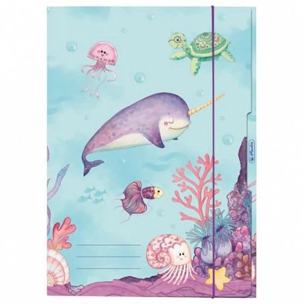 Mapa din carton Herlitz, A3, inchidere cu elastic, Mermaid