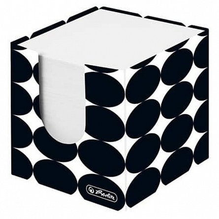 Cub hartie Herlitz, 90 x 90 mm, 80 g, 700 file, cu suport, Just Black