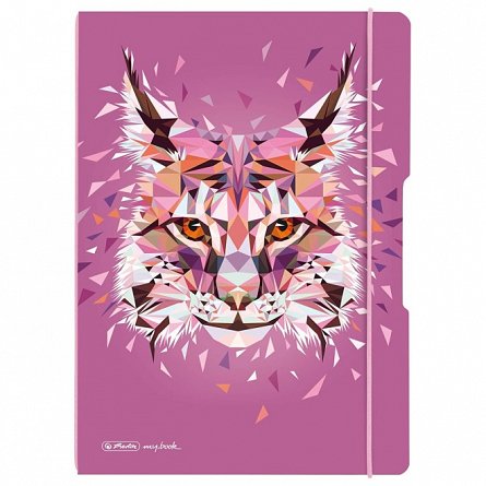 Caiet A4, 2 x 40 file, 80 g-mp, dictando si matematica, My.Book Flex, Wild Animal Lynx