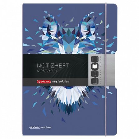 Caiet A4, 2 x 40 file, 80 g-mp, dictando si matematica, My.Book Flex, Wild Animal Wolf