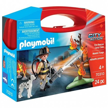 Playmobil City Action - Set portabil Pompier si Catel, 4 ani plus