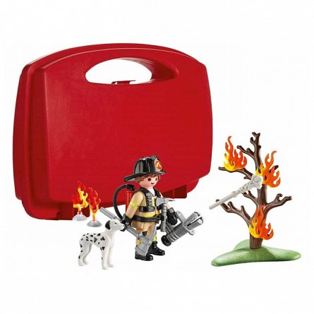 Playmobil City Action - Set portabil Pompier si Catel, 4 ani plus