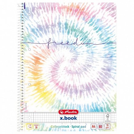 Caiet cu spira A4, 80 file, 70 g-mp, matematica, New Batik Freedom