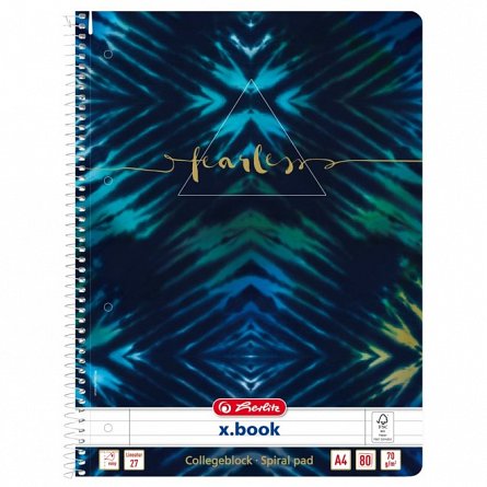 Caiet cu spira A4, 80 file, 70 g-mp, dictando, New Batik Fearless
