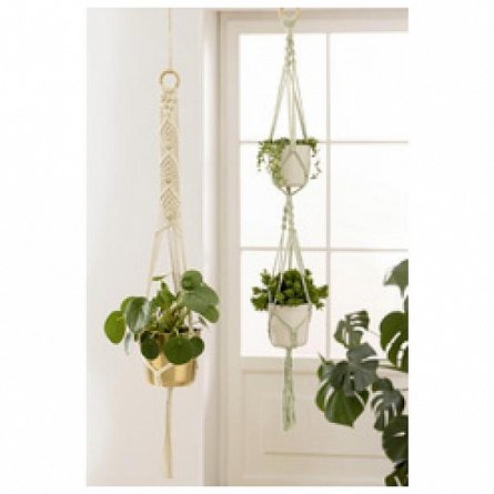 Set macrame bej si verde Urban Jungle, margele lemn, Folia