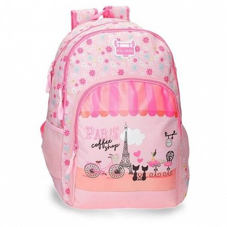 Rucsac scoala Roll Road, 33 x 46 x 17 cm, 2 compartimente, Coffe Shop