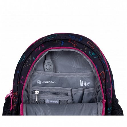 Ghiozdan AstraBag, 39 x 28 x 15 cm, 3 compartimente, pisici Love AB330