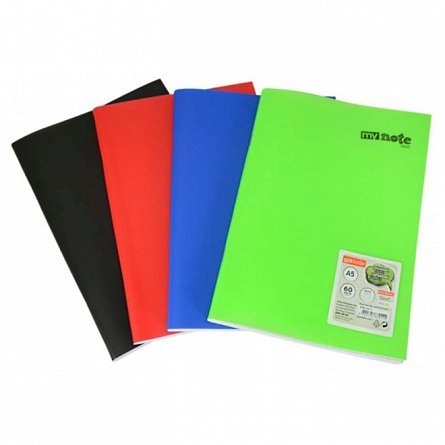 Caiet capsat Mynote PP, A5 40 file, matematica, Neon - diverse culori