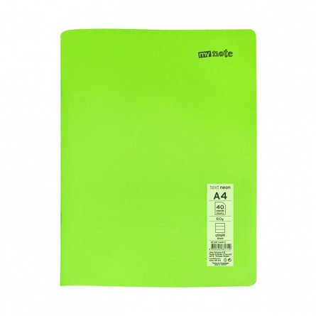 Caiet capsat Mynote PP, A4 40 file, dictando, Neon diverse - culori