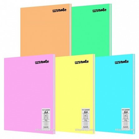 Caiet capsat Mynote PP, A4 40 file, matematica, Pastel - diverse culori