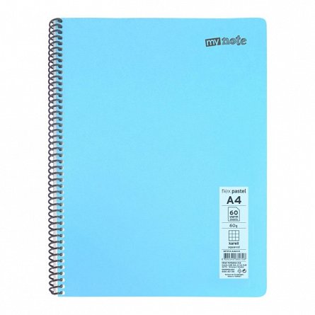 Caiet cu spira Mynote PP, A4 60 file, matematica, Pastel - diverse culori