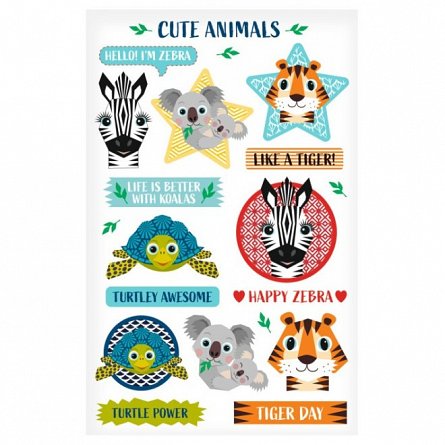 Set creativ autocolante, 3 coli-set, Cute Animals