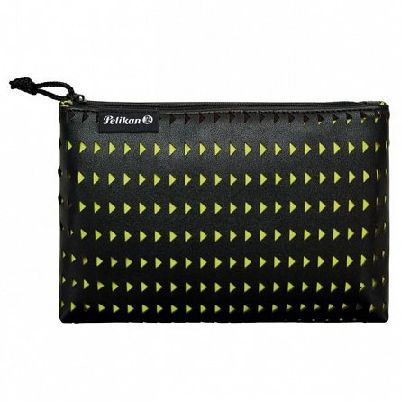 Penar Pelikan, plat, 1 compartiment, 21.5 x16 x 3.5 cm, Lasercut negru cu roz