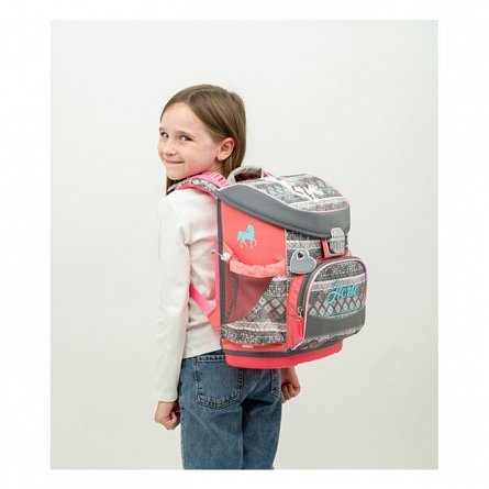 Ghiozdan Belmil Mini-Fit, 36 x 28 x 19 cm, Horse Aruba Blue