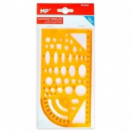 Sablon figuri geometrice asortate, 18 cm, plastic, MP PL014, blister