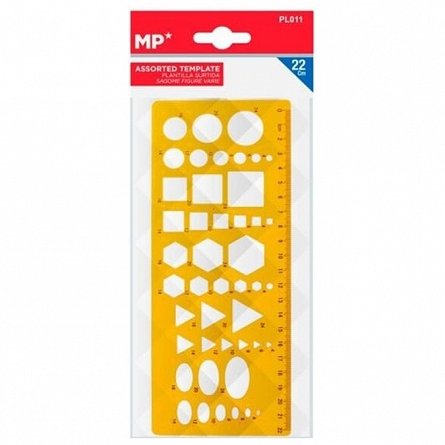 Sablon figuri geometrice asortate, 22 cm, plastic, MP PL011, blister