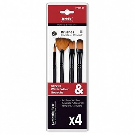 Pensule ArtiX PP387-01, set 4 bucati, nr. 10, 11, 12, 15