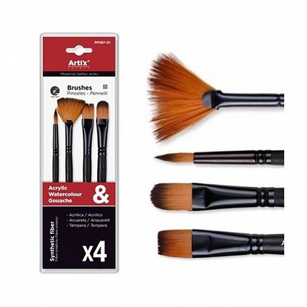 Pensule ArtiX PP387-01, set 4 bucati, nr. 10, 11, 12, 15