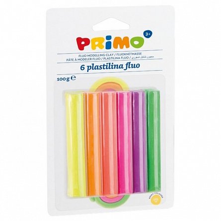 Plastilina Primo, set 6 culori, 110 g, fluorescenta