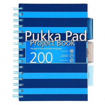 Caiet cu spira si separatoare Pukka Pads PBN, A5 matematica, 200 pag, albastru
