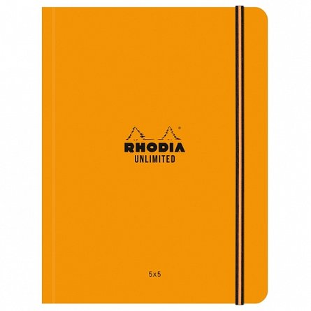 Caiet cu elastic Rhodia Unlimited A5 plus 60f matematica microperf portocaliu