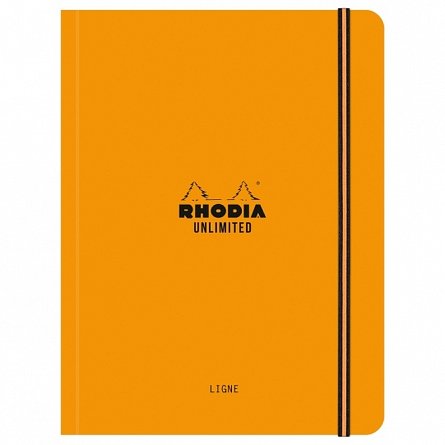 Caiet cu elastic Rhodia Unlimited A5 plus 60f dictando microperf portocaliu