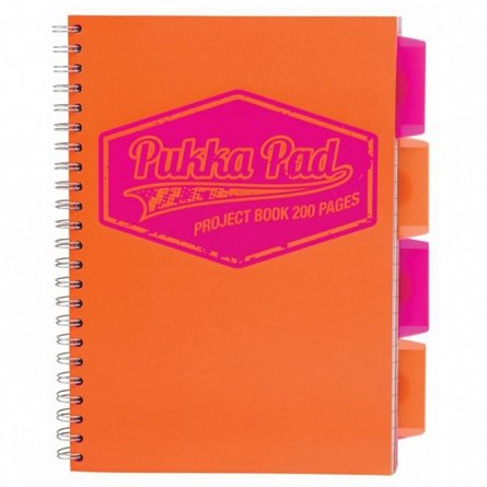 Caiet cu spira si separatoare portocaliu B5 PukkaPads PB Neon 200p matematica