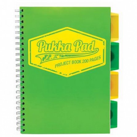 Caiet cu spira si separatoare B5 PukkaPads PB Neon 200p matematica verde