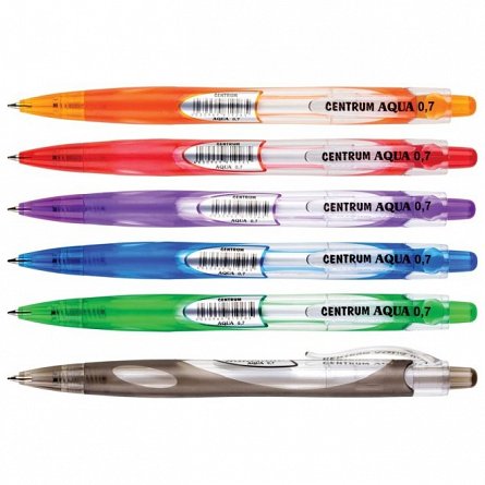 Pix Centrum Aqua, 0.7 mm, cu mecanism, albastru, corp diverse culori