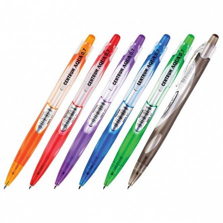 Pix Centrum Aqua, 0.7 mm, cu mecanism, albastru, corp diverse culori