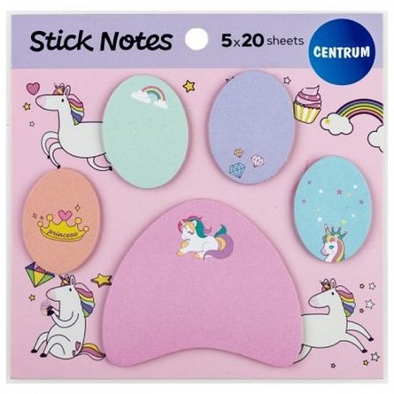 Notite adezive Centrum Unicorn, 37 x 27 plus 70 x 60 mm, 5 x 20 file