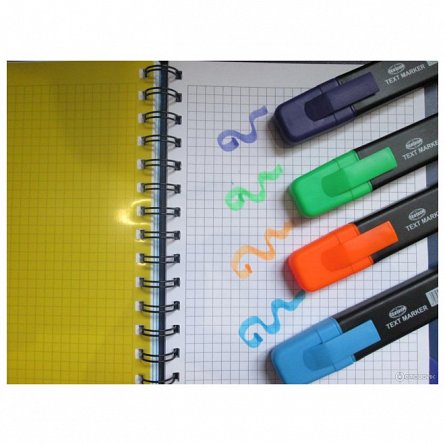 Textmarker Centrum, 1-5 mm, set 4 bucati galben, verde, portocaliu, roz