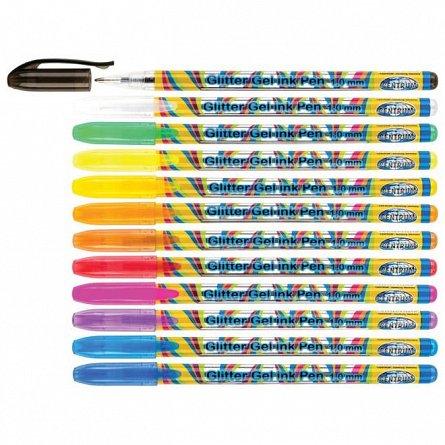Pix cu gel Centrum Glitter, 1.0 mm, set 12 buc, 12 culori glitter