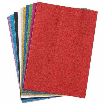 Hartie autoadeziva Centrum, A4, set 10 coli, 10 culori glitter