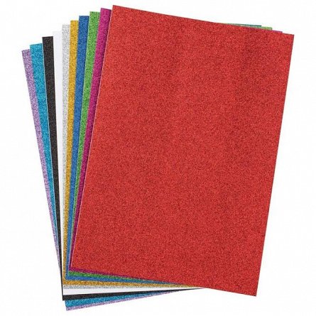 Hartie autoadeziva Centrum, A4, set 10 coli, 10 culori glitter