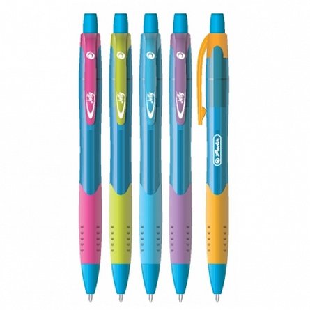 Pix cu gel Herlitz Jelly, cu mecanism, 0.7 mm, albastru