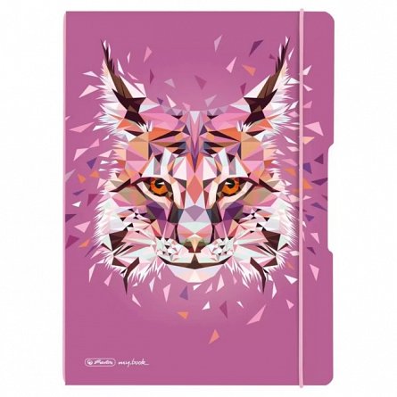 Caiet A4, 2 x 40 file, 80 g-mp, velin, PP, my.book Flex, Wild Animals Lynx