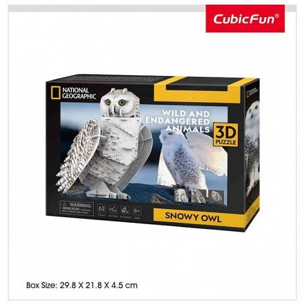 Puzzle 3D CubicFun NG - Bufnita polara, 62 piese, 8 ani plus