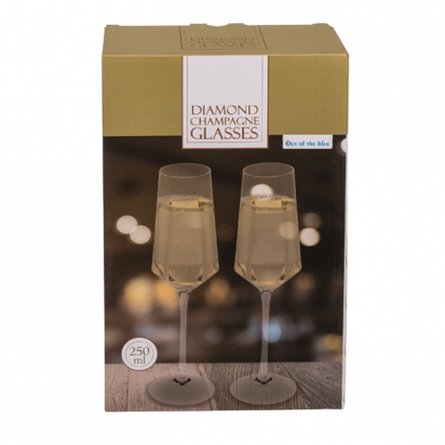 Set 2 pahare pentru sampanie Diamante, 250 ml