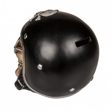 Pusculita polirasina Skull with black helmet and sunglasses, forma craniu, 16 x 13 cm