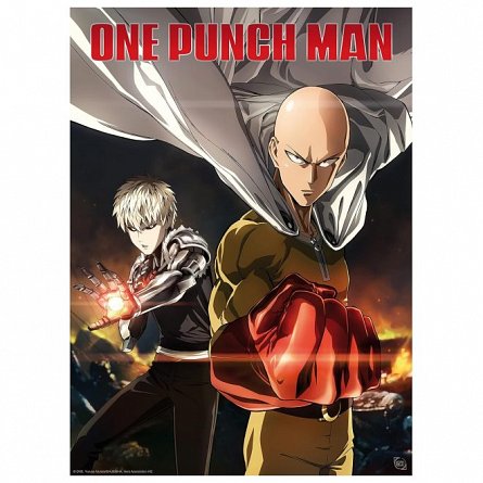 Set 2 Chibi Posters One Punch Man, Saitama and Genos, 52 x 38 cm