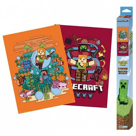 Set 2 Chibi Posters Minecraft, Core Minecraft, 52 x 38 cm