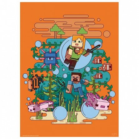 Set 2 Chibi Posters Minecraft, Core Minecraft, 52 x 38 cm