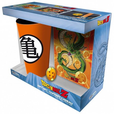 Set cadou Dragon Ball, 3 piese - pahar, insigna si caiet A6, 160p, dictando
