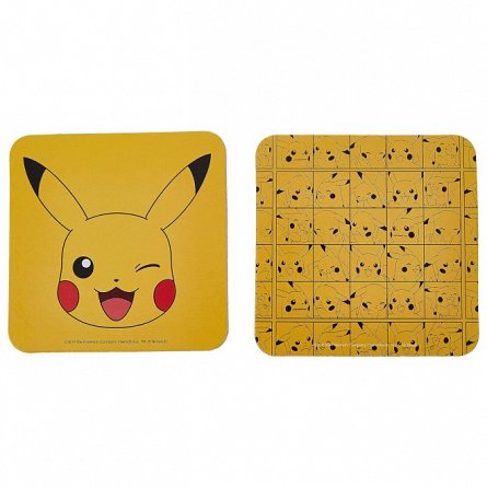 Set cadou Pokemon Pikachu, 4 piese - cana, pahar, 2 x suport pahar