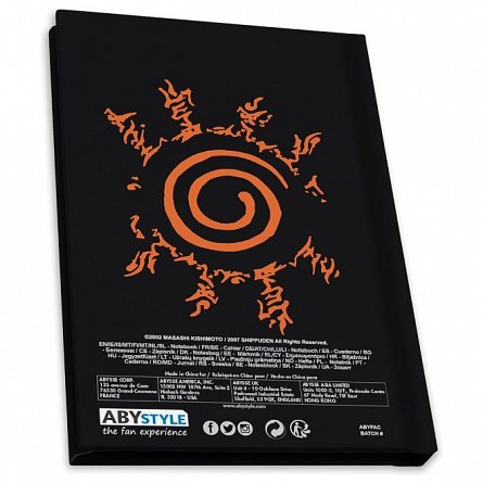 Set cadou Naruto Shippuden, 3 piese - pahar, insigna si caiet A6, 160p, dictando